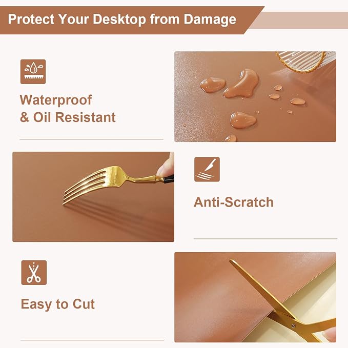OstepDecor Brown Table Cover Protector 36 x 48 Inch, 1.5mm Thick Plastic Table - Image 6