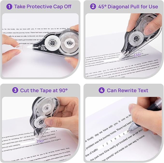 30 Pcs Correction Tape, 39.37 Ft White Wrong Out Tear-Resistant Bulk, Instant - Image 4