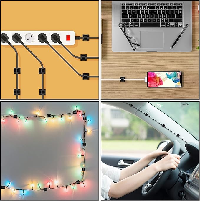 200 Pcs Cable Clips, Adhesive Cable Organizer Cord Holder Wire Clip Wire - Image 7