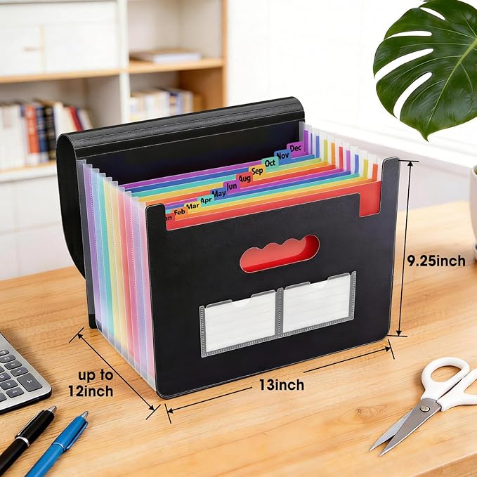2 Pack Accordion File Organizer, 13 Pockets Expanding File Folder, Portable - Image 2