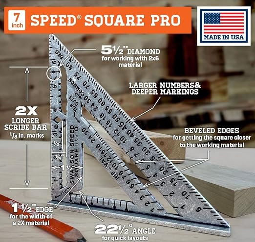 Swanson Speed Square Pro 7" | Made in the USA innovative rafter square - Image 2