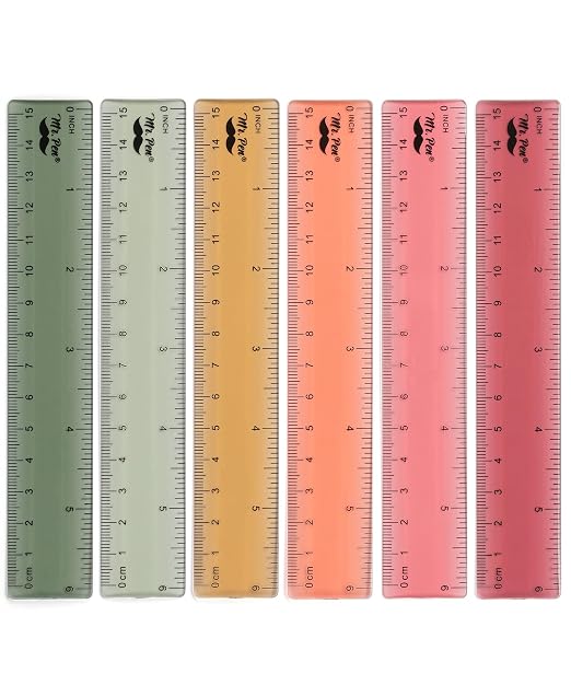 Mr. Pen- Plastic Ruler Set, 6 Pack, 6 Inch, Vintage Colors | Easy-to-Read by MrPen