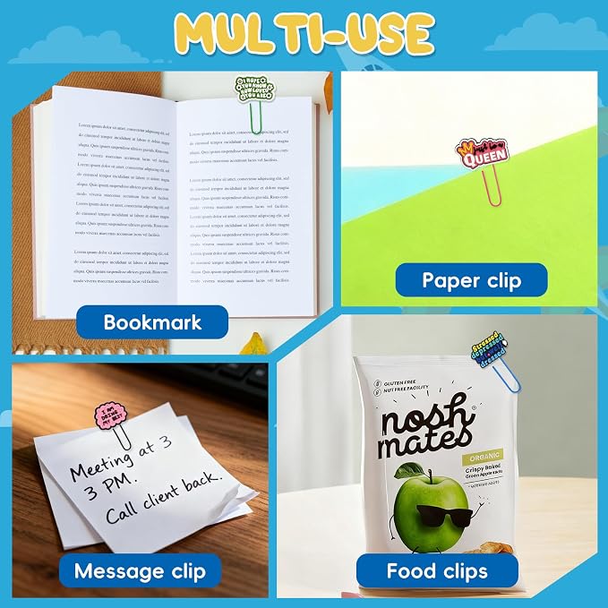 30 PCS Pharse Paper Clips Metal Paperclip Large Size Paper Clip Cute Bookmark - Image 7