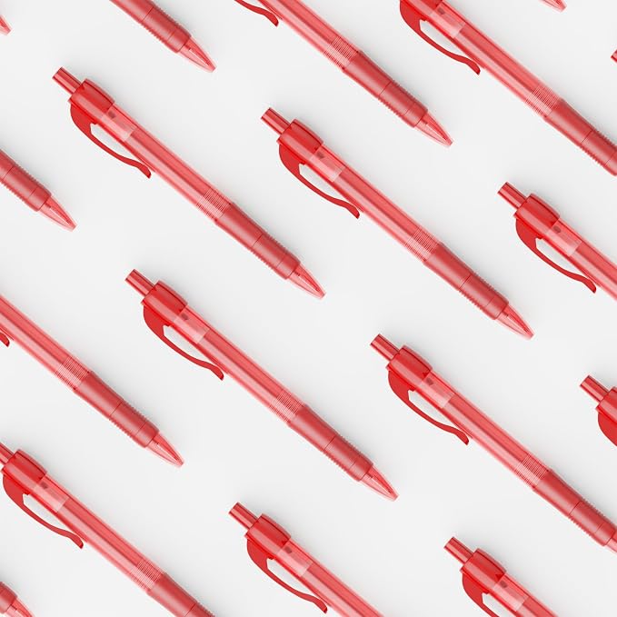 deegtran Pens Bulk, 100 Pack No Bleed Red Ink Click Pens - Image 5