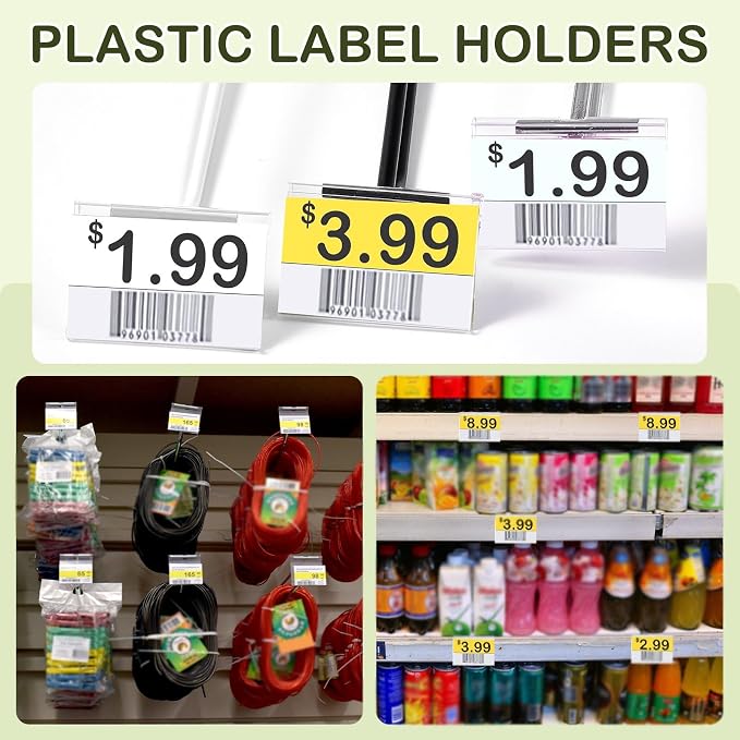 Tatuo 200 Pcs Reusable Plastic Wire Shelf Label Holders, Price Card Sign - Image 7