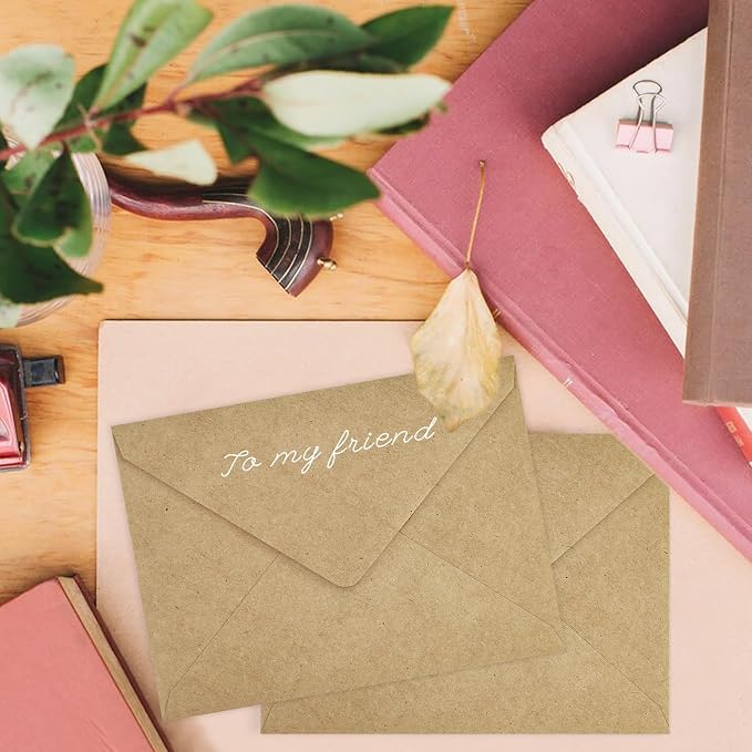 100 Pack A7 Envelopes, Kraft Greeting Card Envelopes Self Seal, 5.24 x 7.24 in - Image 2
