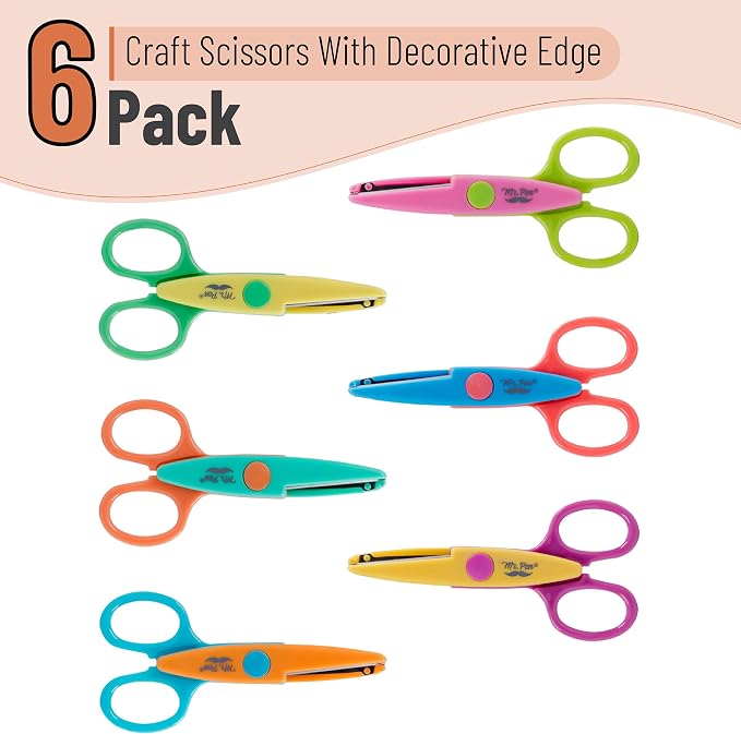 Mr. Pen- Craft Scissors Decorative Edge, 6 Pack, Pastel Colors | Zig Zag - Image 3