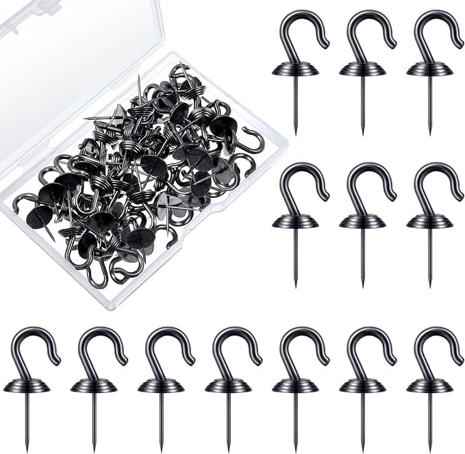 Hotop 60 Pieces Push Pin Wall Hooks Metal Thumb Tack Hangers Iron Alloy Nail by HOTOP