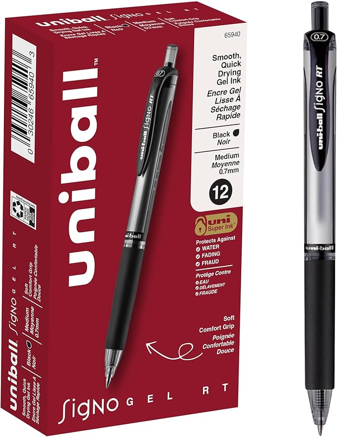 uniball Signo RT Gel Pens, Medium Point, 12 Pack by uni-ball