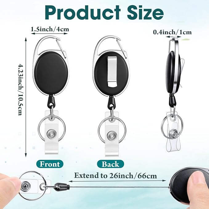 Honoson 110 Pcs Heavy Duty Retractable Badge Reels Batch ID Badge Holder - Image 2