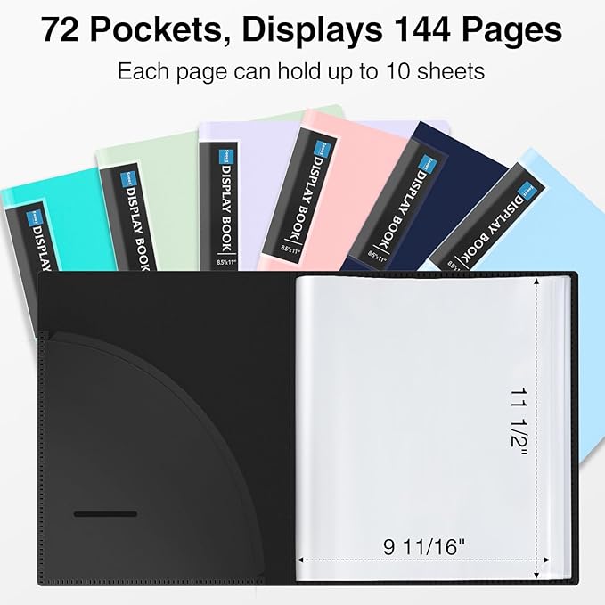 Sooez 72 Pocket Binder with Plastic Sleeves & Elastic Band, Large Capacity - Image 3