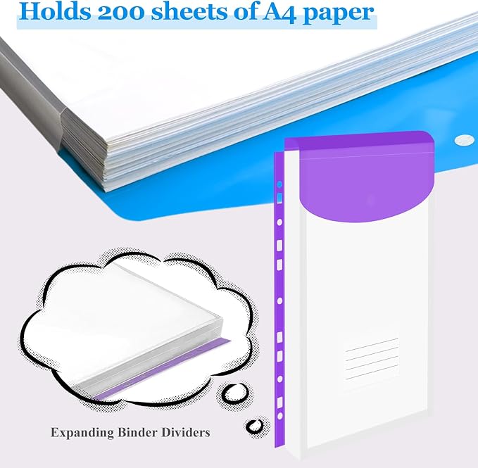36 Pack Binder Folders with Pockets 11 Holes Expandable Dividers - Image 5