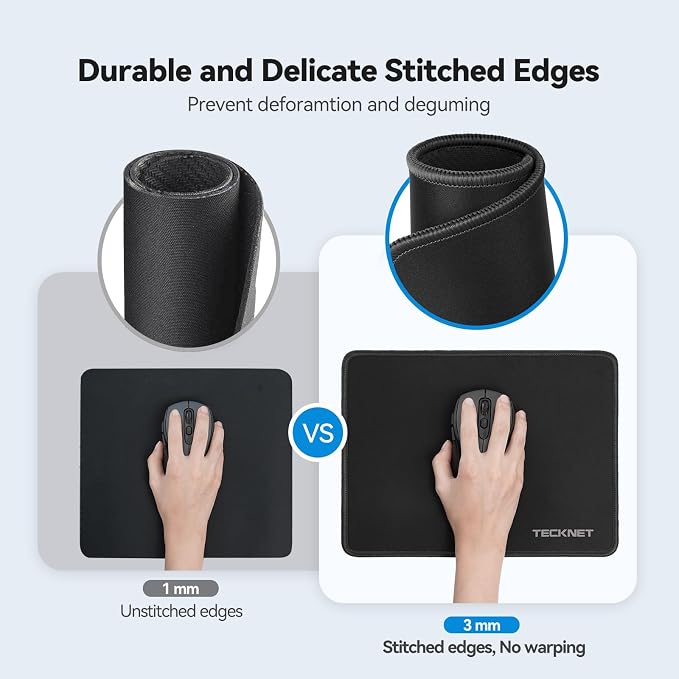 TECKNET 4 Pack Mouse Pad with Anti-fray Stitching, Waterproof Surface & - Image 2