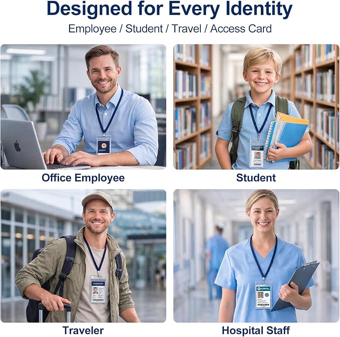 30 Pack Badge Holder, Plastic ID Badge Holder, 2.5" x 3.8" Vertical Name Tag - Image 7