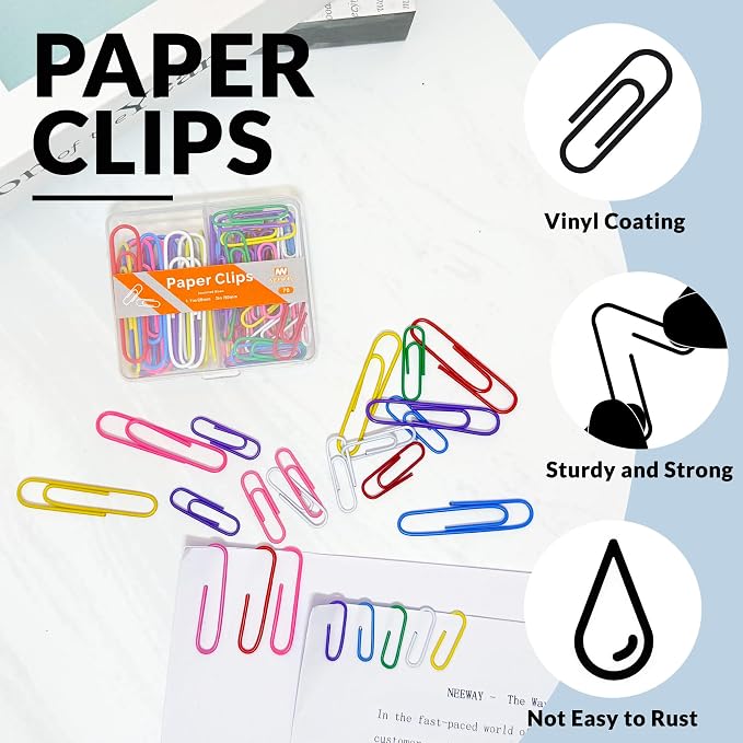 NEEWAY Colorful Paper Clips Assorted Sizes, Small and Large Paper Clips - Image 4