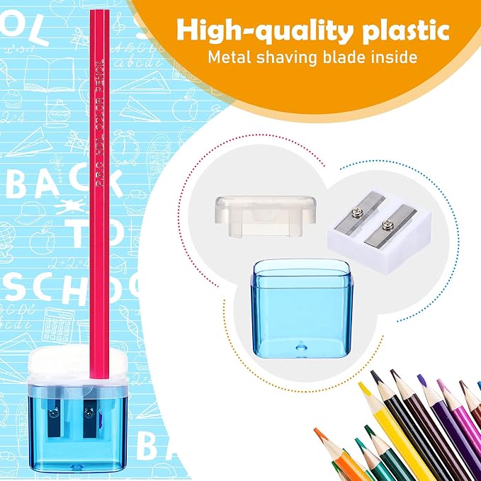 Tenare 48 Pcs Back to School Pencil Sharpeners Manual Double Hole Pencil - Image 3