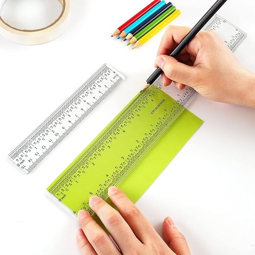 6PCS 6''/12 '' Acrylic Clear Edge Rulers T-Square Ruler, inches and Metric - Image 6