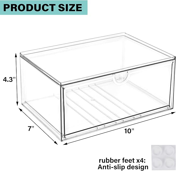 Prsildan Acrylic Makeup Organizer Stackable Clear Storage Drawers - Image 3