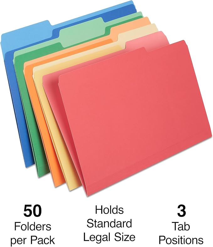 Staples Heavyweight File Folders, Legal Size, 1/3‑Cut Tabs, Heavy‑Duty Paper - Image 2