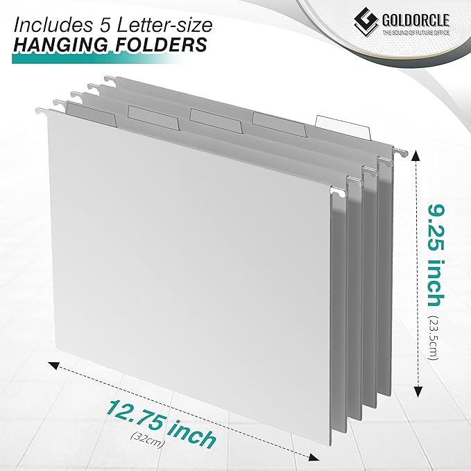 Hanging File Organizer, Letter-Size File Holder Filing Box - Image 2