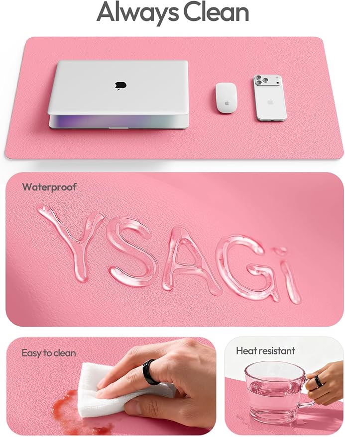 YSAGi Leather Desk Protector, Office Mat, Large Mouse Mat, Non-Slip PU Leather - Image 9