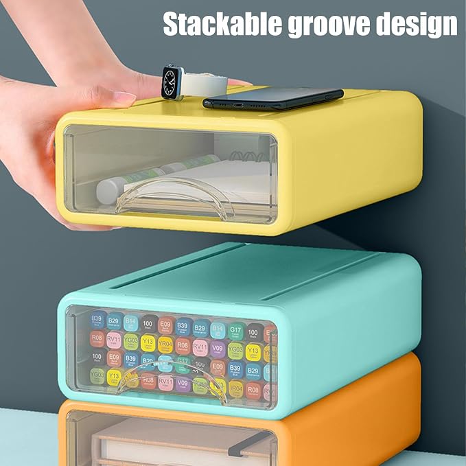 Desk Organizer with Drawers, Stackable Storage Drawers with Compartments - Image 5