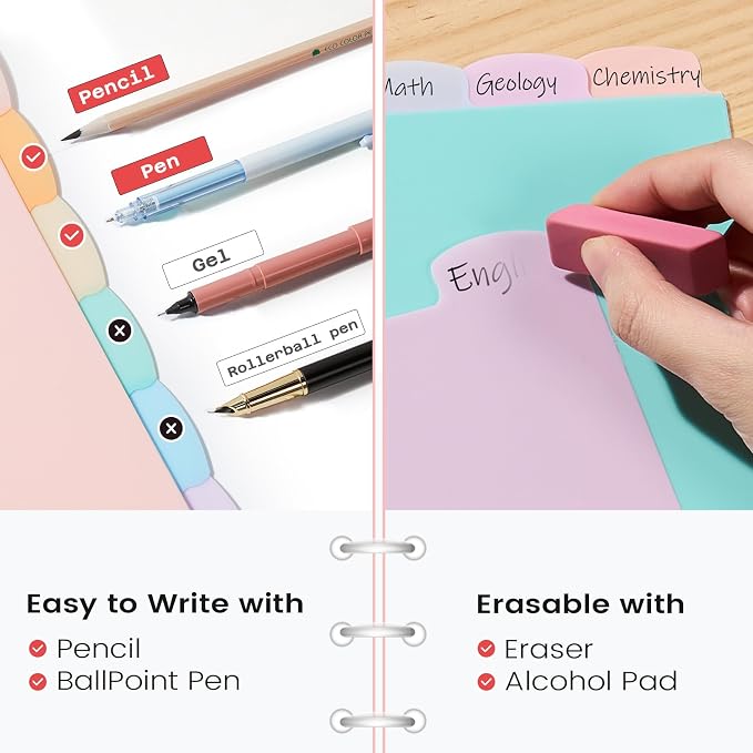 Sooez 6-Tab Durable Plastic Write & Erase Big Tab Dividers - Image 5