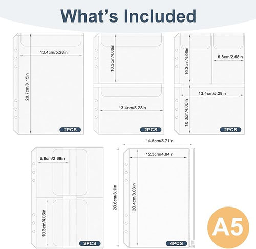 12PCS A5 Binder Pockets, 6-Hole Budget Envelopes - Image 2