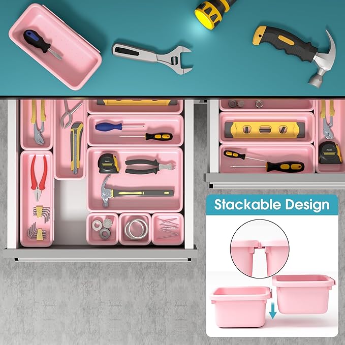 10 PCS Drawer Organizer Set, 4 Size Makeup Drawer Divider Organizer - Image 5