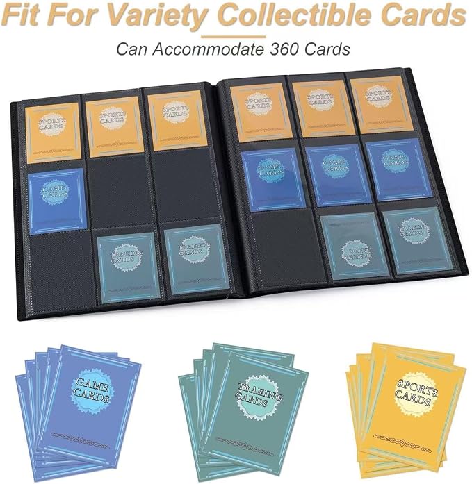 Card Binder 9 Pocket Storage 360 Card Binder, Trading Card Binder Senior and - Image 4