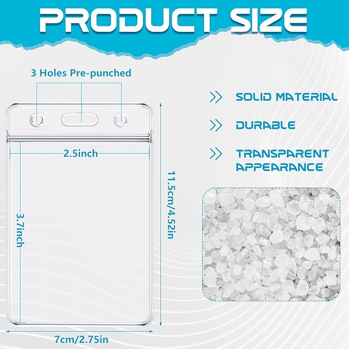BESARME 30 Pack Vertical ID Badge Holders Clear Plastic Waterproof Card Holder - Image 2