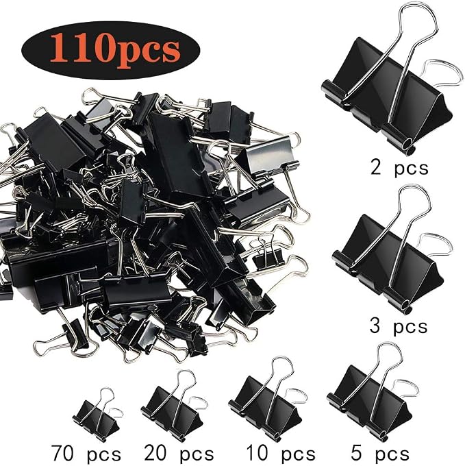 SANNIX 110 PCS Binder Clips Assorted Sizes, X Large, Mini and Micro, Binder - Image 2