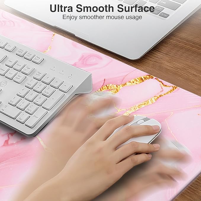 Pink Marble Mouse Pad with 15W Wireless Charging, 31.5"x15.8" Large Gaming Desk - Image 5