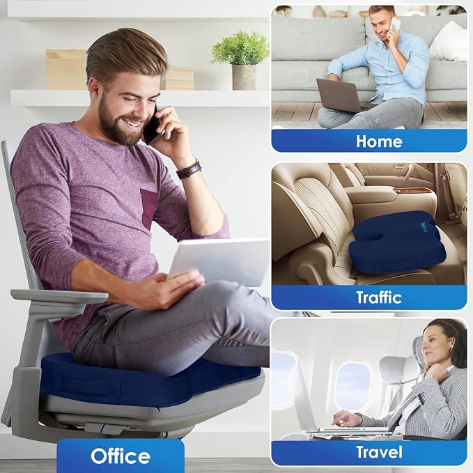 TushGuard Seat Cushion for Office Chair Memory Foam Non-Slip Desk Seat Cushion - Image 7