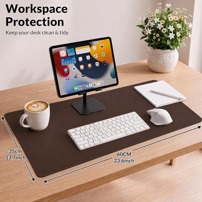 AFIING Leather Desk pad Protector, 35.4" x 17", Desk mat | Dual-Sided Cork & PU - Image 2
