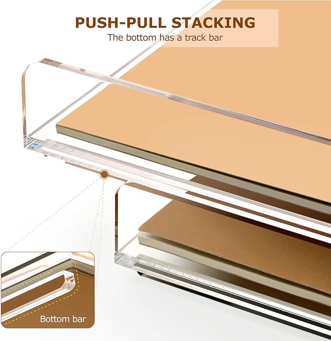 SANRUI 2 Tier Acrylic Stackable Paper Letter Tray, Vertical A4 File Desk - Image 4
