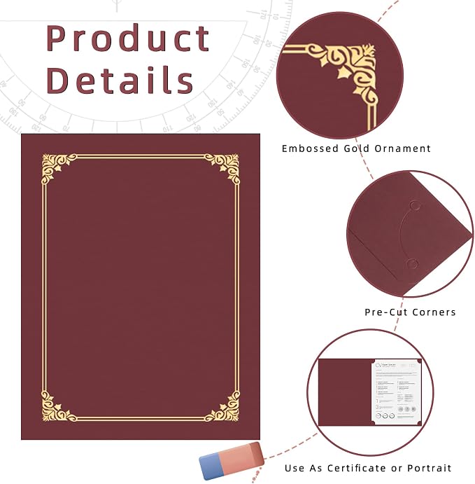 HAUTOCO 50 Packs Certificate Holders, Burgundy Diploma Holders, Document Award - Image 3