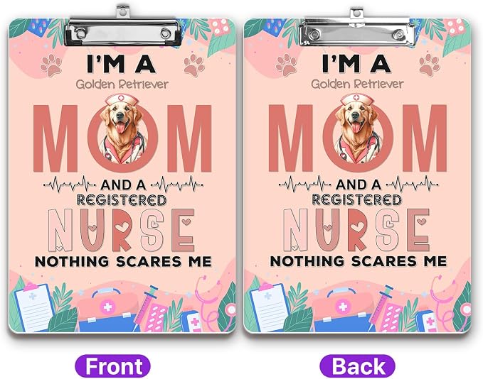 I'm a Golden Retriever Mom and a Registered Nurse Nothing Scares Me Acrylic - Image 2