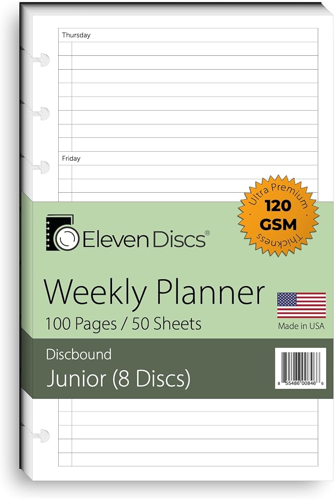 Eleven Discs Discbound Paper, Junior Size Undated Weekly Planner Sheets by ElevenDiscs