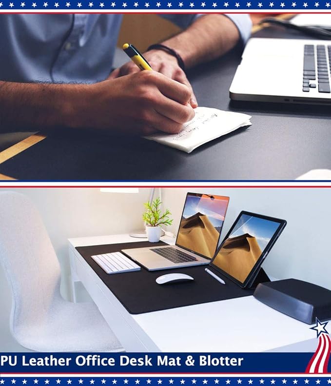 Desk Protector Blotter Pad on Top of Desks PU Leather Office Desk Writing Mat - Image 2