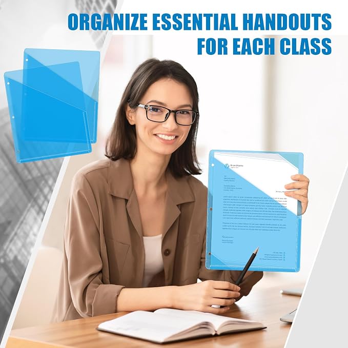 Seajan 100 Pcs Pocket Folders for 3 Ring Binder Clear Plastic Folders Sleeves - Image 5
