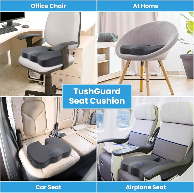 TushGuard Seat Cushion for Office Chair Memory Foam Non-Slip Cushion Back - Image 6