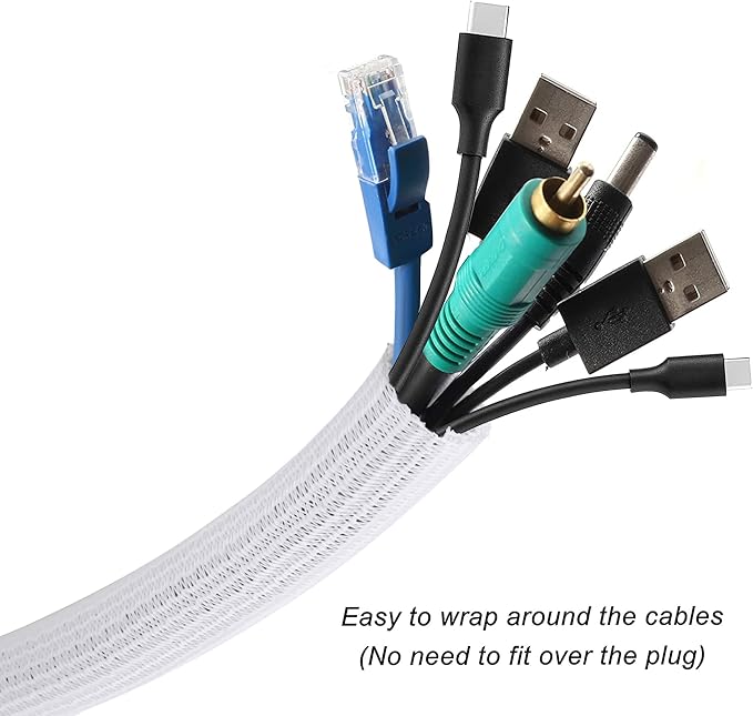 25ft - 1 inch Braided Cable Management Sleeve Cord Protector - Self-Wrapping - Image 2