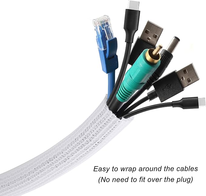10ft - 1.25 inch Braided Cable Management Sleeve Cord Protector - Self-Wrapping - Image 2