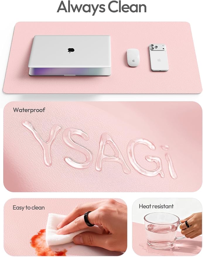 YSAGi Leather Desk Protector, Office Mat, Large Mouse Mat, Non-Slip PU Leather - Image 9