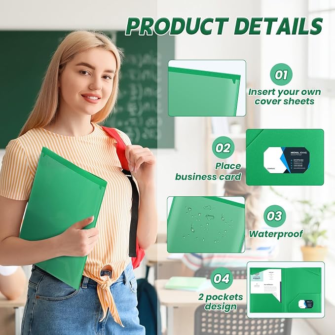 Henoyso 36 Pack Green Plastic Folders - Image 3