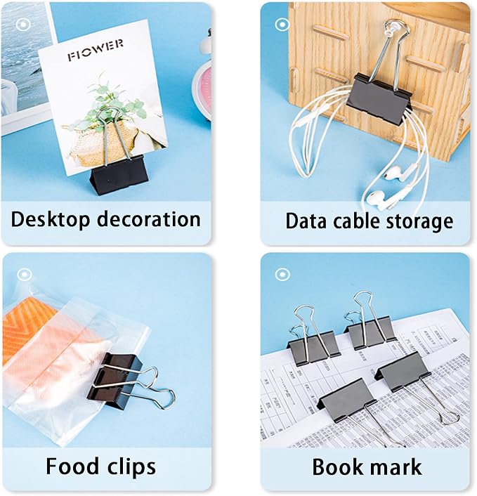 Medium Binder Clips 1.6 Inch, Large Binder Clips Medium Paper Clamps - Image 4