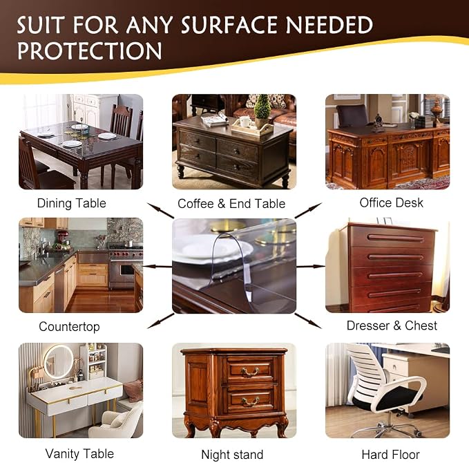 Crystal Soft Plastic Table Cover Protector Square 15x15 Inch-1.5mm Thick 2pcs - Image 5