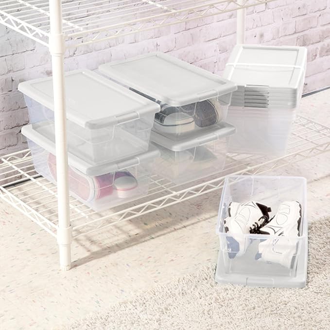 Sterilite 48-Pack 6 Quart Storage Box, Stackable Clear Plastic Bins - Image 4