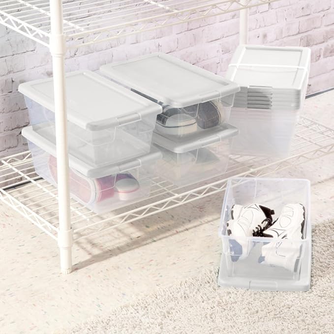 Sterilite 12-Pack 6 Quart Storage Boxes, Stackable Clear Plastic Bins - Image 5